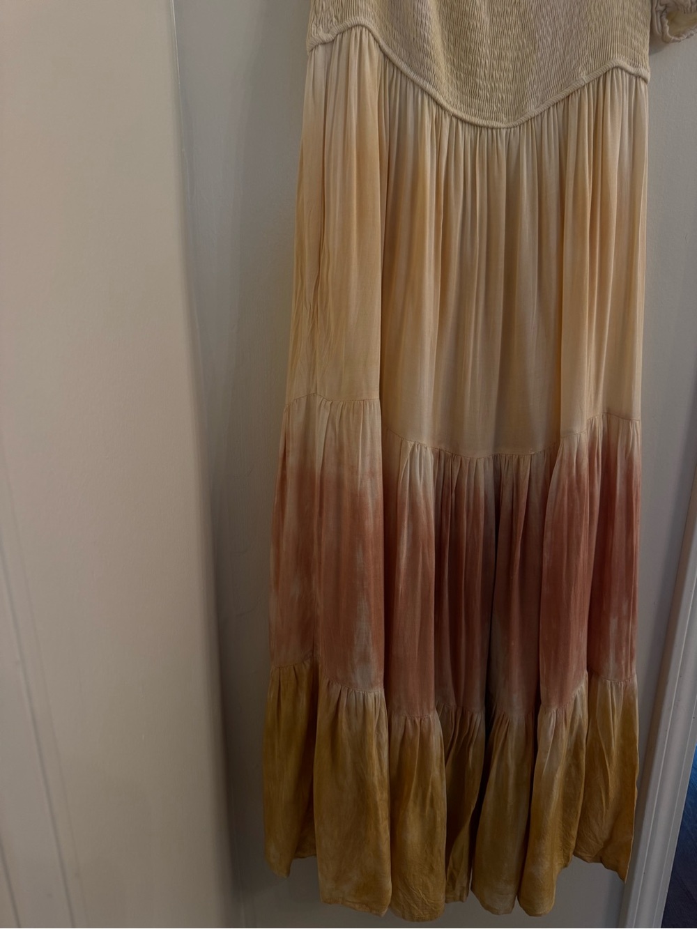 Storia Cream Ombre Maxi Dress with Pink and Yellow Tiers - Picture 2 of 5